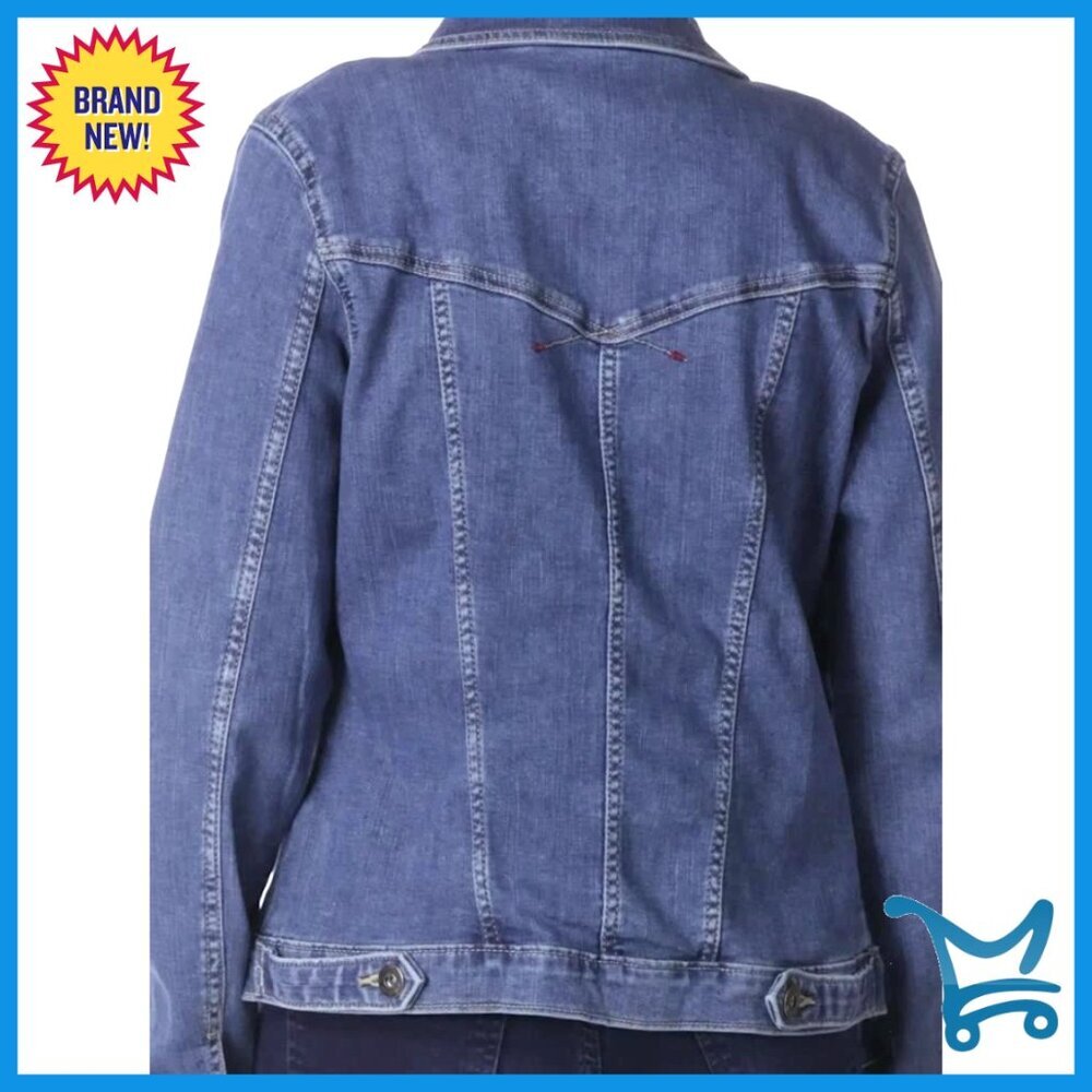 Stretch Denim Jacket Classic Wardrobe Staple Button Closure Soft Cotton Blend - Picture 6 of 6